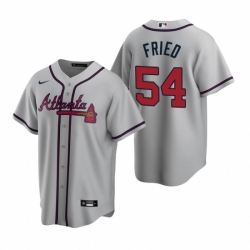 Mens Nike Atlanta Braves 54 Max Fried Gray Road Stitched Baseball Jersey