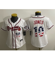 Women Atlanta Braves 10 Chipper Jones White USA 250 Fourth of July Home Stadium Stitched Baseball Jersey Women Atlanta Braves 10 Chipper Jones White USA 250 Fourth of July Home Stadium Stitched Baseball Jersey