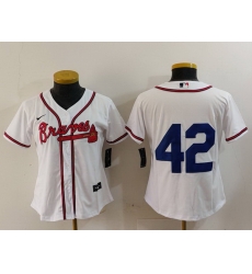 Women Atlanta Braves 42 Jackie Robinson White Stitched Jersey