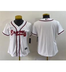 Women Atlanta Braves White Stitched Jersey  Run Small