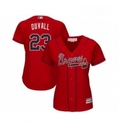 Womens Atlanta Braves 23 Adam Duvall Replica Red Alternate Cool Base Baseball Jersey 