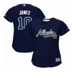 Womens Majestic Atlanta Braves 10 Chipper Jones Authentic Blue Alternate Road Cool Base MLB Jersey