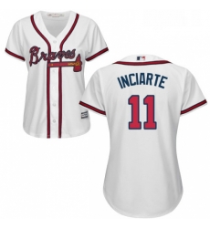 Womens Majestic Atlanta Braves 11 Ender Inciarte Authentic White Home Cool Base MLB Jersey 