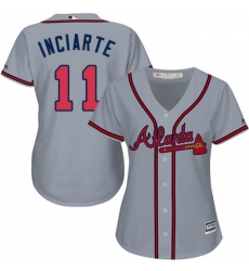 Womens Majestic Atlanta Braves 11 Ender Inciarte Replica Grey Road Cool Base MLB Jersey 