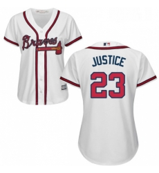 Womens Majestic Atlanta Braves 23 David Justice Replica White Home Cool Base MLB Jersey