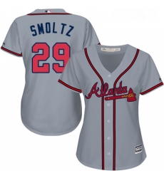 Womens Majestic Atlanta Braves 29 John Smoltz Replica Grey Road Cool Base MLB Jersey