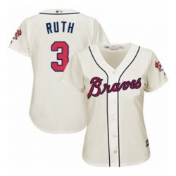 Womens Majestic Atlanta Braves 3 Babe Ruth Authentic Cream Alternate 2 Cool Base MLB Jersey