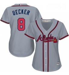 Womens Majestic Atlanta Braves 8 Bob Uecker Authentic Grey Road Cool Base MLB Jersey