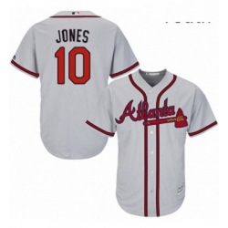 Youth Majestic Atlanta Braves 10 Chipper Jones Replica Grey Road Cool Base MLB Jersey