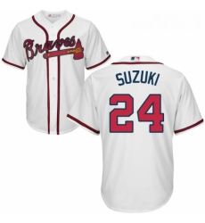 Youth Majestic Atlanta Braves 24 Kurt Suzuki Replica White Home Cool Base MLB Jersey