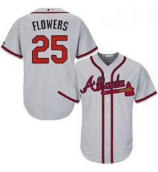 Youth Majestic Atlanta Braves 25 Tyler Flowers Replica Grey Road Cool Base MLB Jersey