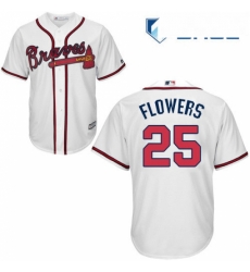 Youth Majestic Atlanta Braves 25 Tyler Flowers Replica White Home Cool Base MLB Jersey