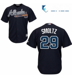 Youth Majestic Atlanta Braves 29 John Smoltz Replica Blue Alternate Road Cool Base MLB Jersey