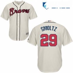 Youth Majestic Atlanta Braves 29 John Smoltz Replica Cream Alternate 2 Cool Base MLB Jersey