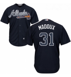 Youth Majestic Atlanta Braves 31 Greg Maddux Replica Blue Alternate Road Cool Base MLB Jersey