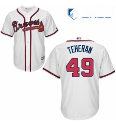 Youth Majestic Atlanta Braves 49 Julio Teheran Authentic White Home Cool Base MLB Jersey