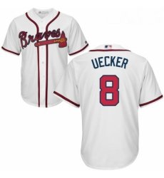 Youth Majestic Atlanta Braves 8 Bob Uecker Replica White Home Cool Base MLB Jersey