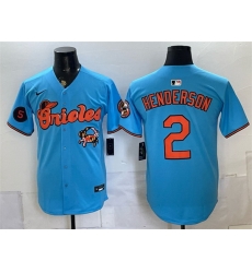 Men Baltimore Orioles  2 Gunnar Henderson Blue With Patch Vapor Premier Limited Stitched Baseball Jersey