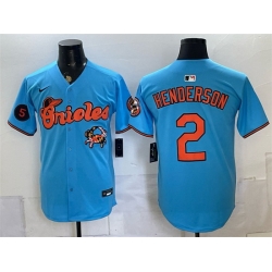 Men Baltimore Orioles  2 Gunnar Henderson Blue With Patch Vapor Premier Limited Stitched Baseball Jersey