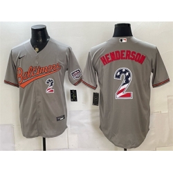 Men Baltimore Orioles  2 Gunnar Henderson Grey USA 250 Fourth of July Home Stitched Baseball Jersey