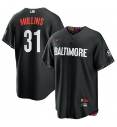 Men Baltimore Orioles 31 Cedric Mullins Black 2023 City Connect Cool Base Stitched Baseball Jersey