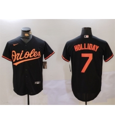 Men Baltimore Orioles 7 Jackson Holliday Black Cool Base Stitched Baseball Jersey