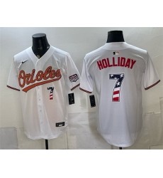 Men Baltimore Orioles  7 Jackson Holliday White USA 250 Fourth of July Home Stitched Baseball Jersey