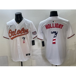 Men Baltimore Orioles  7 Jackson Holliday White USA 250 Fourth of July Home Stitched Baseball Jersey