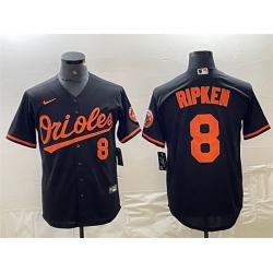 Men Baltimore Orioles 8 Cal Ripken Jr  Black Cool Base Stitched Jersey