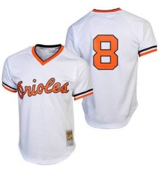 Men Baltimore Orioles #8 Cal Ripken Jr Throwback White Jersey