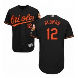 Mens Majestic Baltimore Orioles 12 Roberto Alomar Black Alternate Flex Base Authentic Collection MLB Jersey