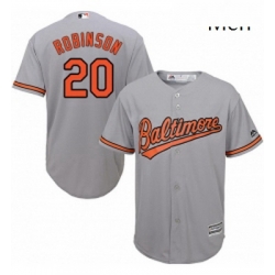 Mens Majestic Baltimore Orioles 20 Frank Robinson Replica Grey Road Cool Base MLB Jersey