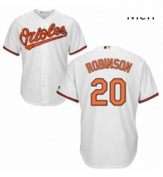 Mens Majestic Baltimore Orioles 20 Frank Robinson Replica White Home Cool Base MLB Jersey