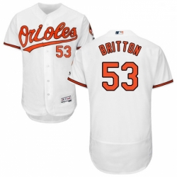 Mens Majestic Baltimore Orioles 53 Zach Britton White Home Flex Base Authentic Collection MLB Jersey