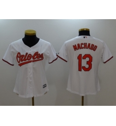 Women Baltimore Orioles 13 Manny Machado White Cool Base Stitched Jerse