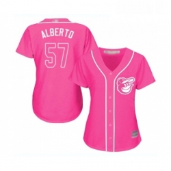 Womens Baltimore Orioles 57 Hanser Alberto Replica Pink Fashion Cool Base Baseball Jersey 