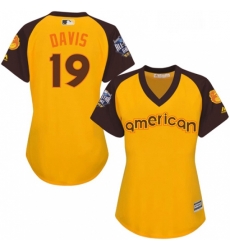 Womens Majestic Baltimore Orioles 19 Chris Davis Authentic Yellow 2016 All Star American League BP Cool Base MLB Jersey