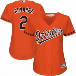 Womens Majestic Baltimore Orioles 2 Pedro Alvarez Replica Orange Alternate Cool Base MLB Jersey 