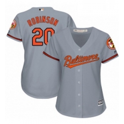 Womens Majestic Baltimore Orioles 20 Frank Robinson Replica Grey Road Cool Base MLB Jersey