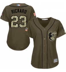 Womens Majestic Baltimore Orioles 23 Joey Rickard Replica Green Salute to Service MLB Jersey