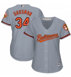 Womens Majestic Baltimore Orioles 34 Kevin Gausman Replica Grey Road Cool Base MLB Jersey