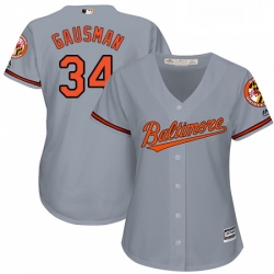 Womens Majestic Baltimore Orioles 34 Kevin Gausman Replica Grey Road Cool Base MLB Jersey