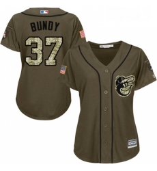 Womens Majestic Baltimore Orioles 37 Dylan Bundy Authentic Green Salute to Service MLB Jersey