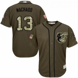 Youth Majestic Baltimore Orioles 13 Manny Machado Authentic Green Salute to Service MLB Jersey