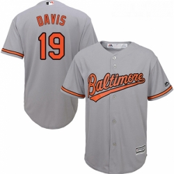 Youth Majestic Baltimore Orioles 19 Chris Davis Authentic Grey Road Cool Base MLB Jersey