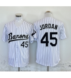 Men Birmingham Barons 45 Michael Jordan White Throwback Stitched Baseball Jersey