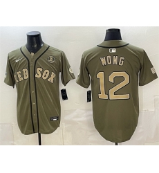 Men Boston Red Sox 12 Connor Wong Olive Armed Forces Day Cool Base Stitched Baseball Jersey Men Boston Red Sox 12 Connor Wong Olive Armed Forces Day Cool Base Stitched Baseball Jersey