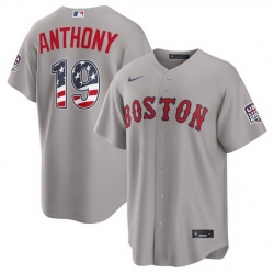Men Boston Red Sox  19 Roman Anthony Grey 2026 USA 250 Fourth of July Home Stitched Baseball Jersey