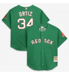 Men Boston Red Sox  34 David Ortiz Kelly Green Cooperstown Collection Stitched Baseball Jersey