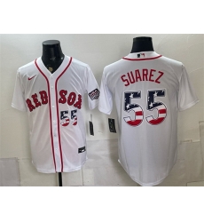 Men Boston Red Sox  55 Ranger Suarez White 2026 USA 250 Fourth of July Home Stitched Baseball Jersey